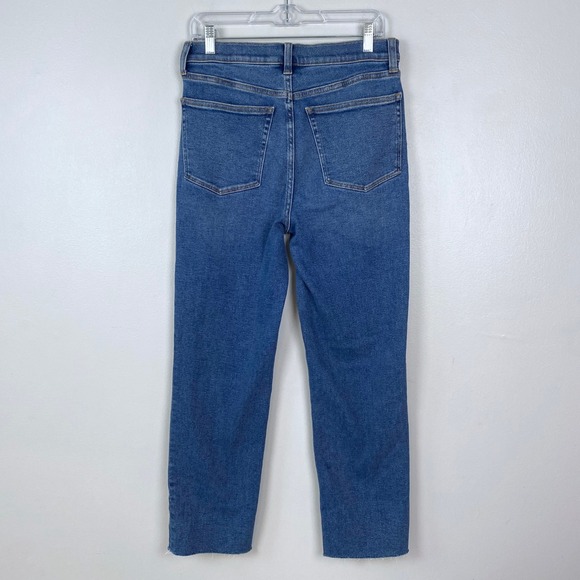 J.Crew Factory Stovepipe Straight Jeans Blue Raw Hem High Rise Stretch Size 29 - Picture 5 of 8